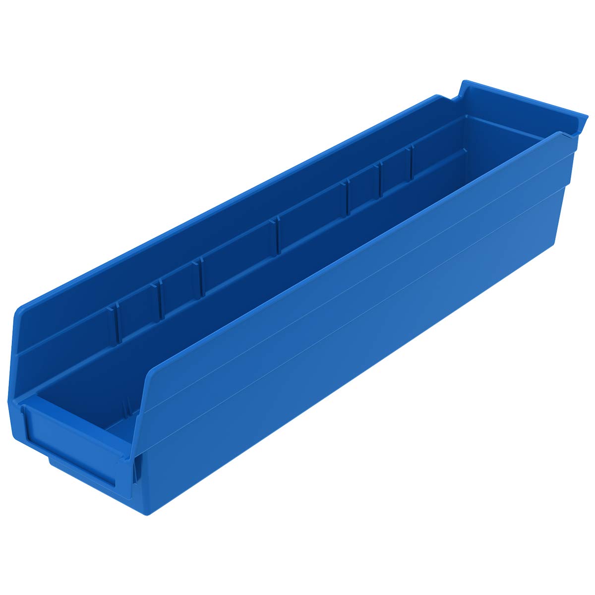 30128 Plastic Shelf Bins, Heavy Duty Storage Bins for Garage, Closet, and Drawer Organization, 45.72 cm x 10.16 cm x 10.16 cm, Blue, 12-Pack