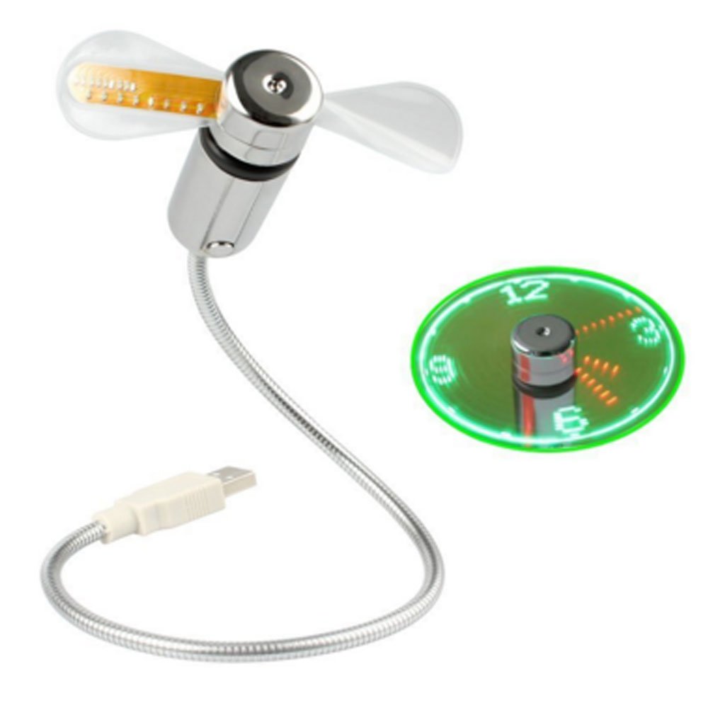 B2ocled USB Fan Led Clock Adjustable Gooseneck Flexible Portable Mini Fans