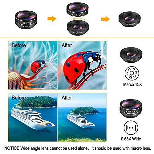 image for omitium Phone Camera Lens, Cell Phone Lens Kit, 8X Zoom Lens/Fish Eye 