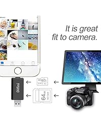 Difini - Lector de tarjetas Micro SD, adaptador TF para lector de tarjetas de memoria, conector Lightning, compatible con iPhone, iPad, teléfonos Android, Mac PC, 3 en 1