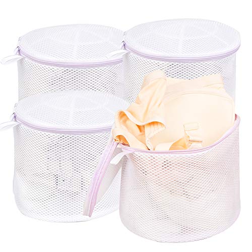 Wanapure Bra Wash Bag for Washing Machine, Mesh Laundry Bag with Zipper for Lingerie, Delicates, Intimates, Panties, Lace, Underwear, Socks, Tights, Stocking (Purple, 4 Pack (Large)) - Thumbnail 7