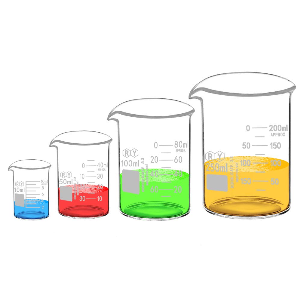 Glass Beakers Set Borosilicate Graduated Measuring Low Form Glass Beaker 4 Sizes 10ml 50ml 100ml 250ml Amazon Com Industrial Scientific Glass Beakers Set Borosilicate Graduated Measuring Low Form Glass Beaker 4 Sizes 10ml 50ml 100ml 250ml Amazon Com Industrial Scientific