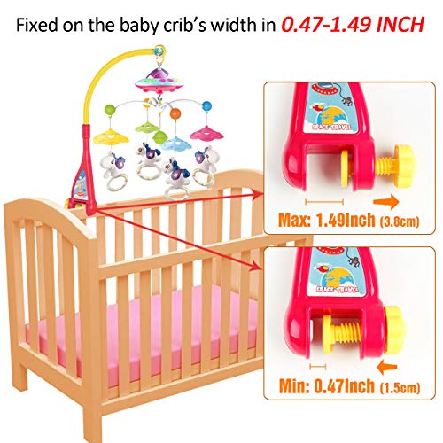 Mini Tudou Baby Mobile for Crib with Light and Music, Projector Rotation Remote Control Musical Box Crib Holder for Newborn Baby Boys Girls Children's Day Gift
