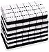 Excellent Deals Kitchen Terry Towels [12 Pack, Black & White] - 100% Cotton Dish Cloths 15