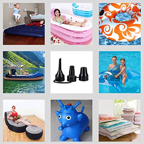 Putars Plastic 3 in 1 Air Pump Air Mattress Pump for Inflatable Blow up Pool Raft Bed Boat Toy Exercise Ball Quick-Fill Inflator Deflator Nozzles 3 Sizes
