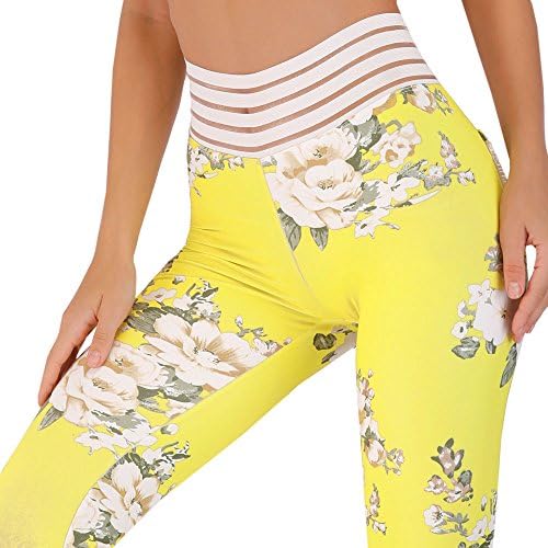Womens Ruched Butt Lifting Leggings Floral High Waisted Workout Sport Tummy Control Gym Yoga Pants