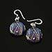 925 Sterling Silver Hand Painted Murano Glass Multi-colored Peacock Feather Round Dangle Earrings