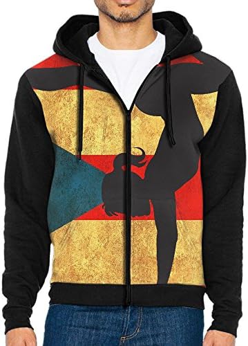 Gymnastics Puerto Rico Flag Men's Full Zip Hoodie Hooded Long Sleeve Pocket Fleece Sweatshirt M