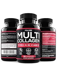 Multi Collagen Protein Capsules - 120 Collagen Pills - Type I, II, III, V, X Hydrolyzed Collagen Peptides for Women & Men