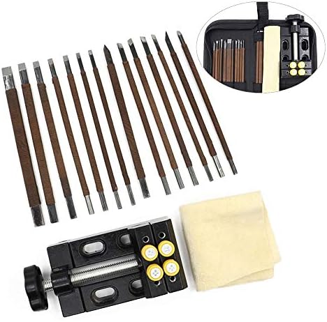 17Pcs Carving Knife Set Manganese Steel Stone Wood Carving Hand Chisel Tool Kit with Portable Storage Bag for Seal Engraving Stone Lettering for Beginners