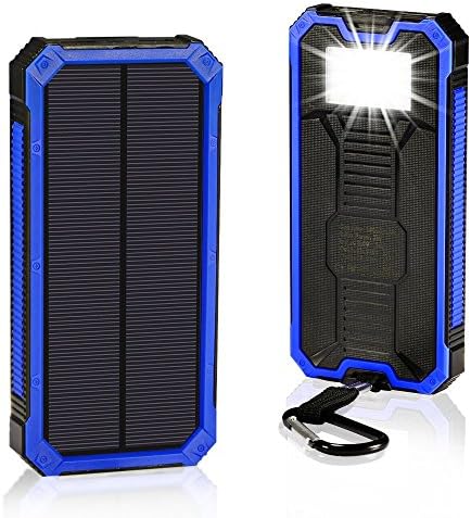 Solar Chargers 30,000mAh, LMS Portable Dual USB Solar Battery Charger External Battery Pack Phone Charger Power Bank with Flashlight for Smartphones Tablet Camera (Blue)