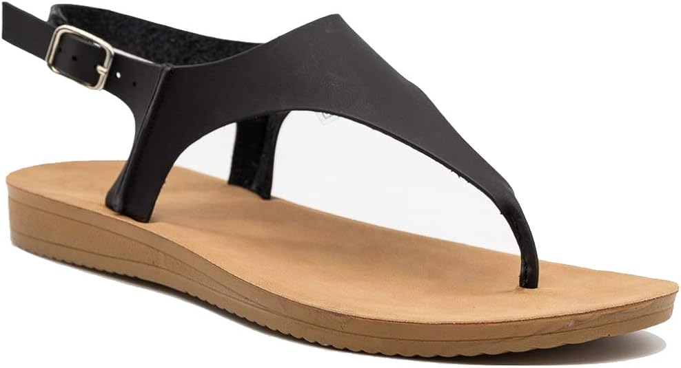 Amazon.com | Ruanyu Womens T-Strap Thong Sandals Ankle Strap Buckle Sling Back Flip Flops Open 