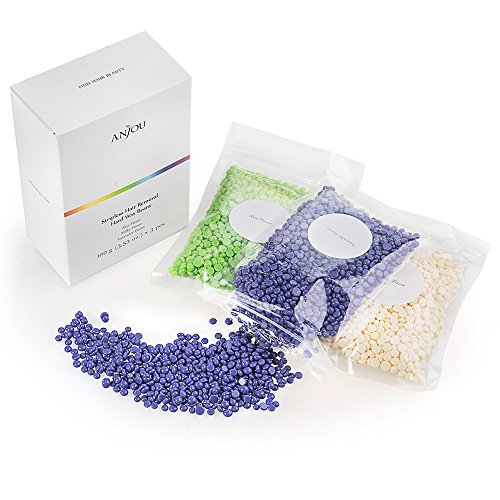 Hard Wax Beans Anjou Painless Hair Removal Body Waxing Beans for Wax Warmer Kit, Ideal for Women & Men, Wax Hair on Arms, Armpits, Legs, Bikini Line ((Aloe, Milk, and Lavender Flavor) - 10.5 oz/300