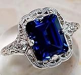 Huge Natural 3.5Ct Tanzanite 925 Silver Ring Women Wedding Engagement (mazarine #8)