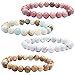 YISSION 4PCS 8mm Beaded Bracelets for Women Men Semi-Precious Gemstone Bracelet Healing Crystal Elastic Stretch Bracelet Set Gifts