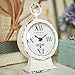 NIKKY HOME Vintage Mantel Clock, White Rustic Metal Analog Clock, Battery Operated, Distressed Style, 4.7 x 2.4 x 7.6 Inch