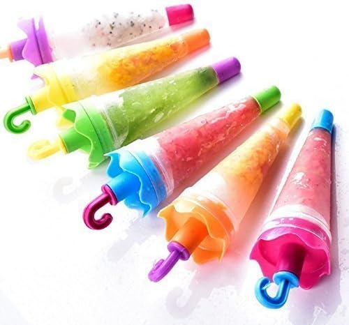 SHOPO (LABEL) Ice Candy Umbrella Style Stick Popsicle Mold & Kulfi Frozen Stick Ice Cream Pop Yogurt Jelly Lolly Maker Tray Mould-Star Shape-6 Pops-Foodgrade Plastic-Tableware