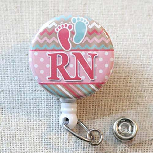 Labor and Delivery Nurse Badge Reel, OB/GYN Baby Feet