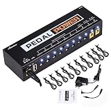 Guitar Pedal Power Supply 10 Isolated DC Output for 9V/12V/18V Guitar Bass Effects Pedals with Built-in USB Charging Port for Phone iPhone Pad iPad