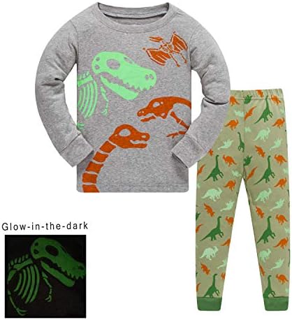 Pajamas for Boys Kid Clothes Dinosaur PJs Long Sleeve 4-Piece Sets Sleepwear 1-12 Years