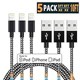 iPhone Charger Lightning Cable iPhone Cable Apple MFi Certified iphone charer cable Xs MAX XR X 8 7 6s 6 5E Plus ipad car Charger Charging Cable Cord Fast Long USB 3 3 6 6 10 ft to 5pack Chargers 05