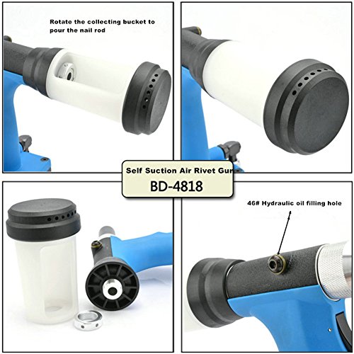 BORNTUN Air Hydraulic Rivet Gun 1/4 inch NPT Self Suction Pneumatic Pop Pull Riveter Heavy Duty Riveting Tools