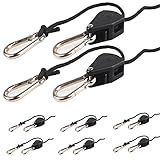 Growsun 4 Pair of 1/8'' Adjustable Grow Light Hangers Rope Hnager Ratchet for Growing Tent