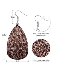 Onory - 8 pares de pendientes de piel sintética ligeros con diseño de lágrima para mujeres y niñas