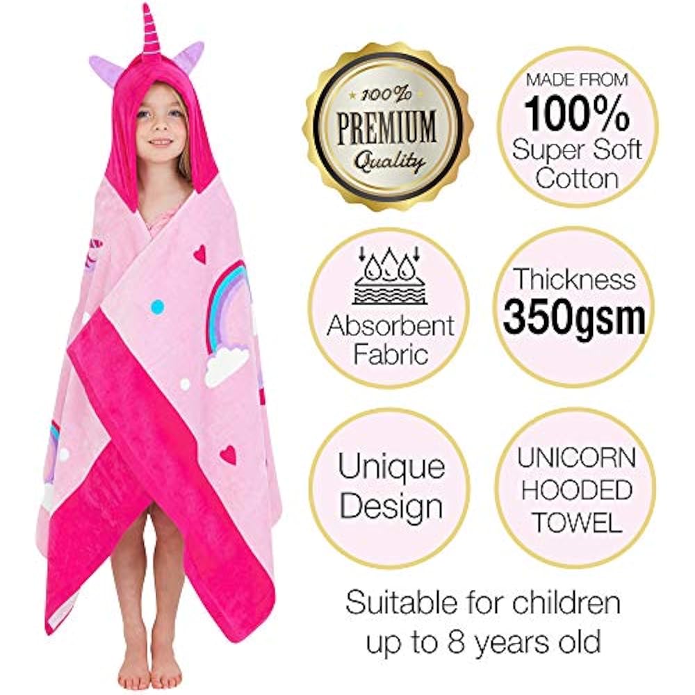 Hooded Unicorn Bath Towel For Girls Beach Towels Kids ...