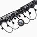 Yazilind Lolita Goth Black Lace Choker Velvet Necklace Beads Tassels