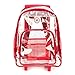 K-Cliffs Rolling Clear Backpack Heavy Duty Bookbag Quality See Through Workbag Travel Daypack Transparent School Book Bags w/Wheels Red