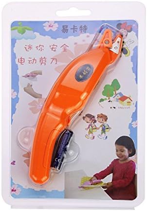 Battery Operated Electric Scissors Cutting Paper, Adhesive Tape,Cloth,Kid-Free Safe Scissors (Orange)