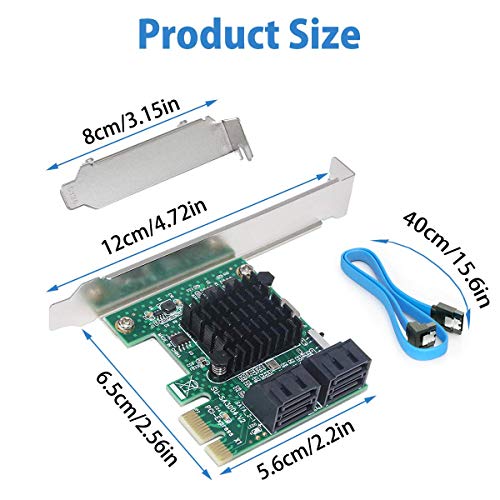 Ziyituod SATA 3.0 Card with 4 SATA Cables, PCIe SATA Controller Expression Card with Low Profile Bracket,ASM1061+ASM1092 Chip Non-Raid, Boot as System Disk, Support 4 SATA 3.0 Devices(SA3004)...