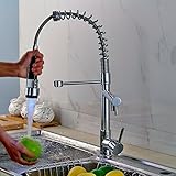 Rozin Deck Mount Chrome Finish LED Rotatable Tall Kitchen Sink Faucet Mixer Tap with Pull Down Sprayer Curve Spout Bar Faucet