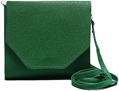 Cute Women Ladies Fashion Green Shoulder Bag Clutch Vegan Faux Leather 3 Compartments (Green)