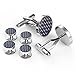 Marvelous Tuxedo Cufflinks and Shirt Studs Men's Fashion Blue & White Line, Unique Charm