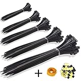 KASZOO Zip Ties 500 Pcs Nylon Cable Zip Ties with Self-Locking 4/6/8/10/12 Inch Black UV Resistant Heavy Duty
