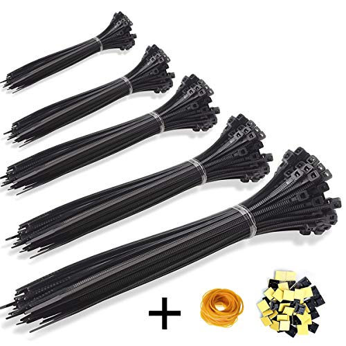 KASZOO Zip Ties 500 Pcs Nylon Cable Zip Ties with Self-Locking 4/6/8/10/12 Inch Black UV Resistant Heavy Duty
