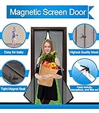Magnetic Screen Door Mesh Curtain and Full Frame Velcro-Magnet Door Curtain,Fit Doors Up to 34