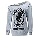 Dutebare Women Halloween Off Shoulder Sweatshirt Slouchy Witch Shirt Long Sleeve Pullover Tops