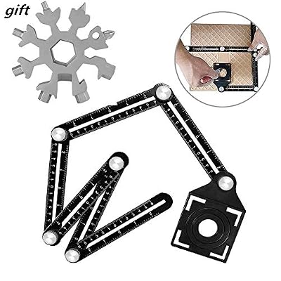 Multi Angle Measuring Ruler Tool-Premium Aluminum Alloy Easy Angle Ruler,Metal Any-Angle Angleizer Template Tool with Perforated Mold for Builders, Craftsmen, Carpenters,Handymen