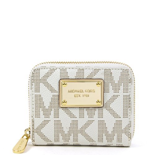Michael kors vanilla pvc zip around bifold wallet
