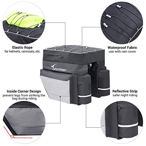 Sportneer Bike Bag Bicycle Panniers Rack Trunks 45L Large Capacity
