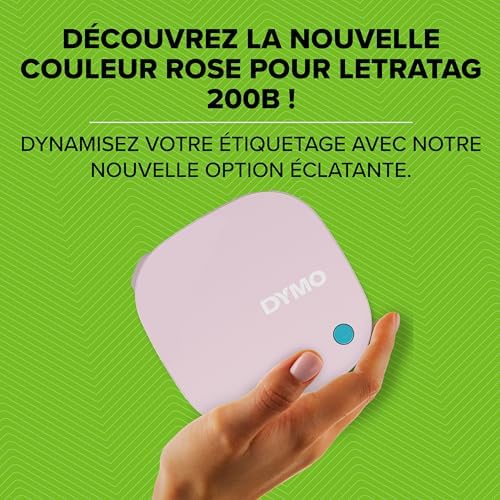 LetraTag 200B Kit d'étiqueteuse avec Bluetooth en Rose | Imprimante d'étiquettes compacte | Se connecte à iOS/Android à l'aide de Bluetooth sans Fil | Inclut 3 Rubans pour étiquettes