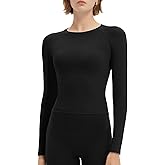 SUUKSESS Women Seamless Workout Long Sleeve Shirts Gym Athletic Running Yoga Tops