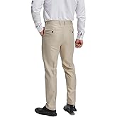 ALLELMS Mens Chinos Classic Fit Dress Pants Expandable Waist Flat-Front Formal Pants