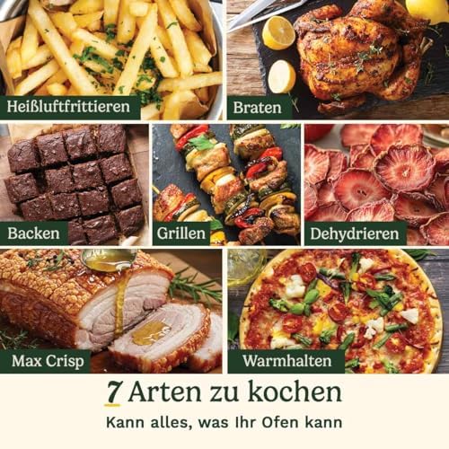 XXL Air Fryer, ohne PFAS, Kochen ohne Chemikalien, Airfryer, Braten, Grillen, Gebäck, Dehydrierung, Max Crisp und Warmhalten, Doppelschubladen, 2 x 5,2 l