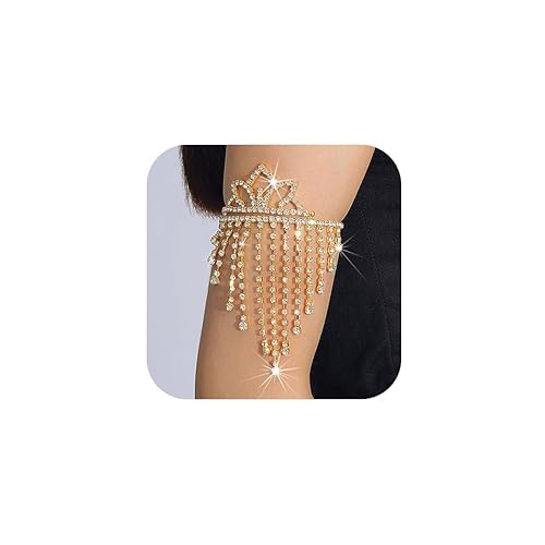 Jovono Rhinestone Upper Arm Cuff Tassel Arm Bracelet Layered