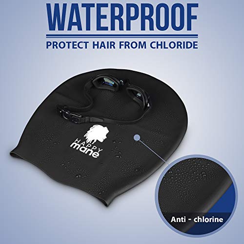 Happy Mane Silicone Swim Cap for Braids and Dreadlocks Keeps Your
