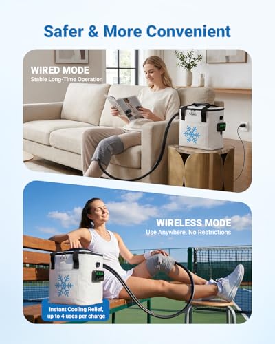 Aospenice Ice Machine for Knee After Surgery, 19QT Knee Ice Machine with Rechargeable ＆ Programmable Timer, Portable Cold Therapy Machine for Shoulder, Knee Injuries, Recovery, Cryotherapy Pain Relief